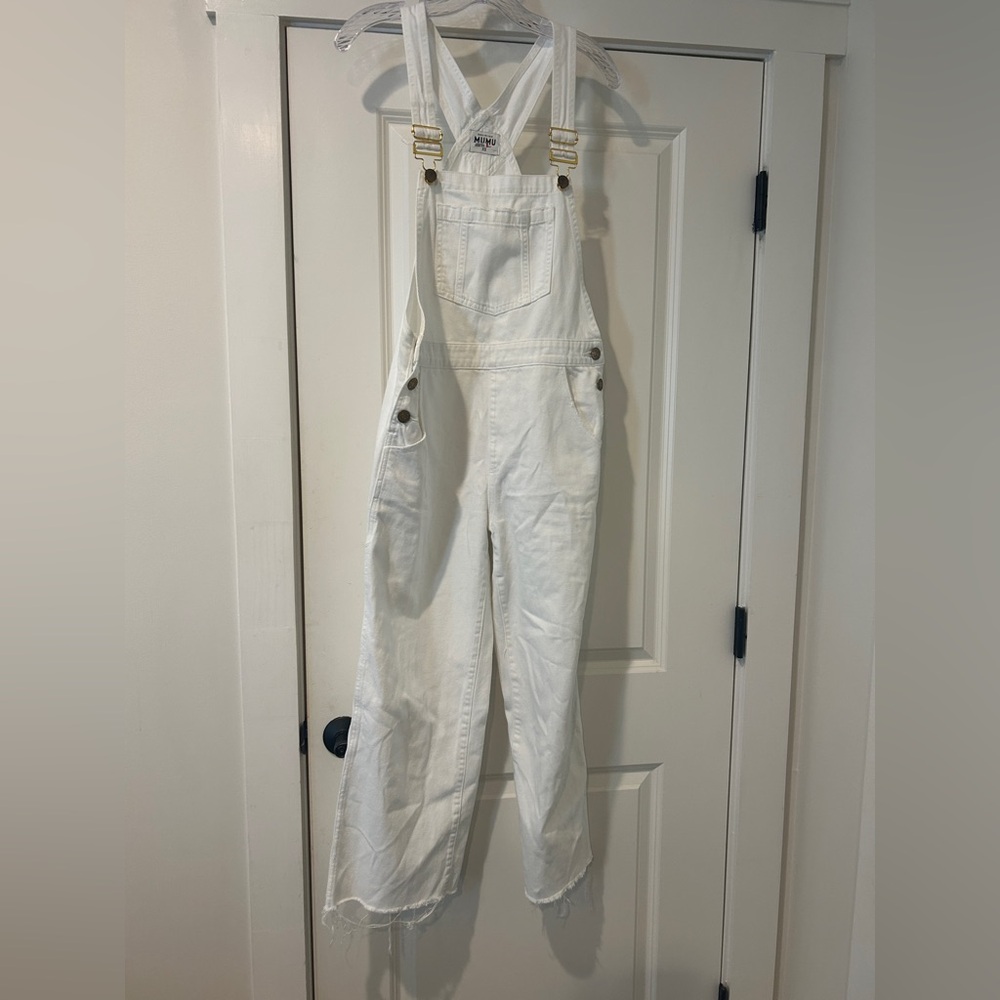 XS Show Me Your Mumu San Fran Denim Wide Leg Overalls
